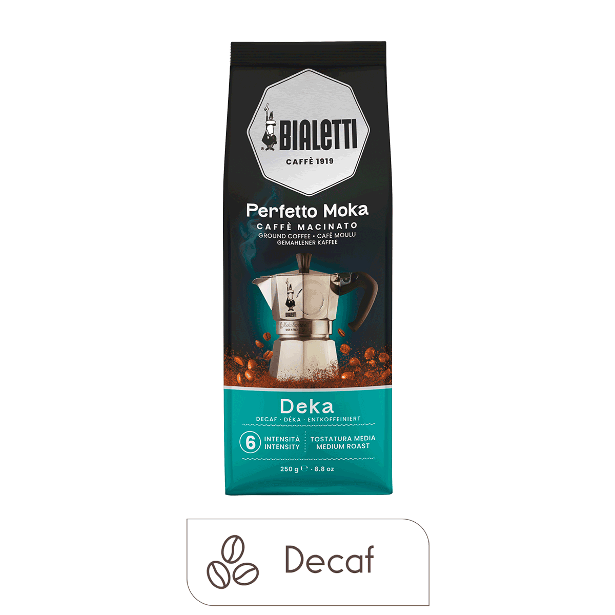 Bialetti Perfetto Moka Decaf Ground Coffee, 8.8 oz