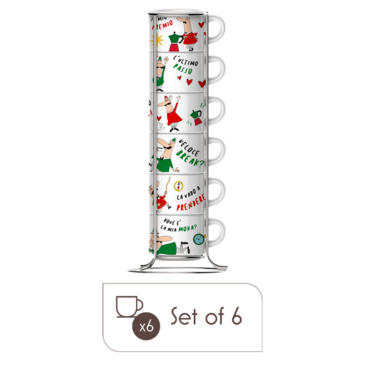 Italia Stackable Percelain Coffee Cups Set of 6