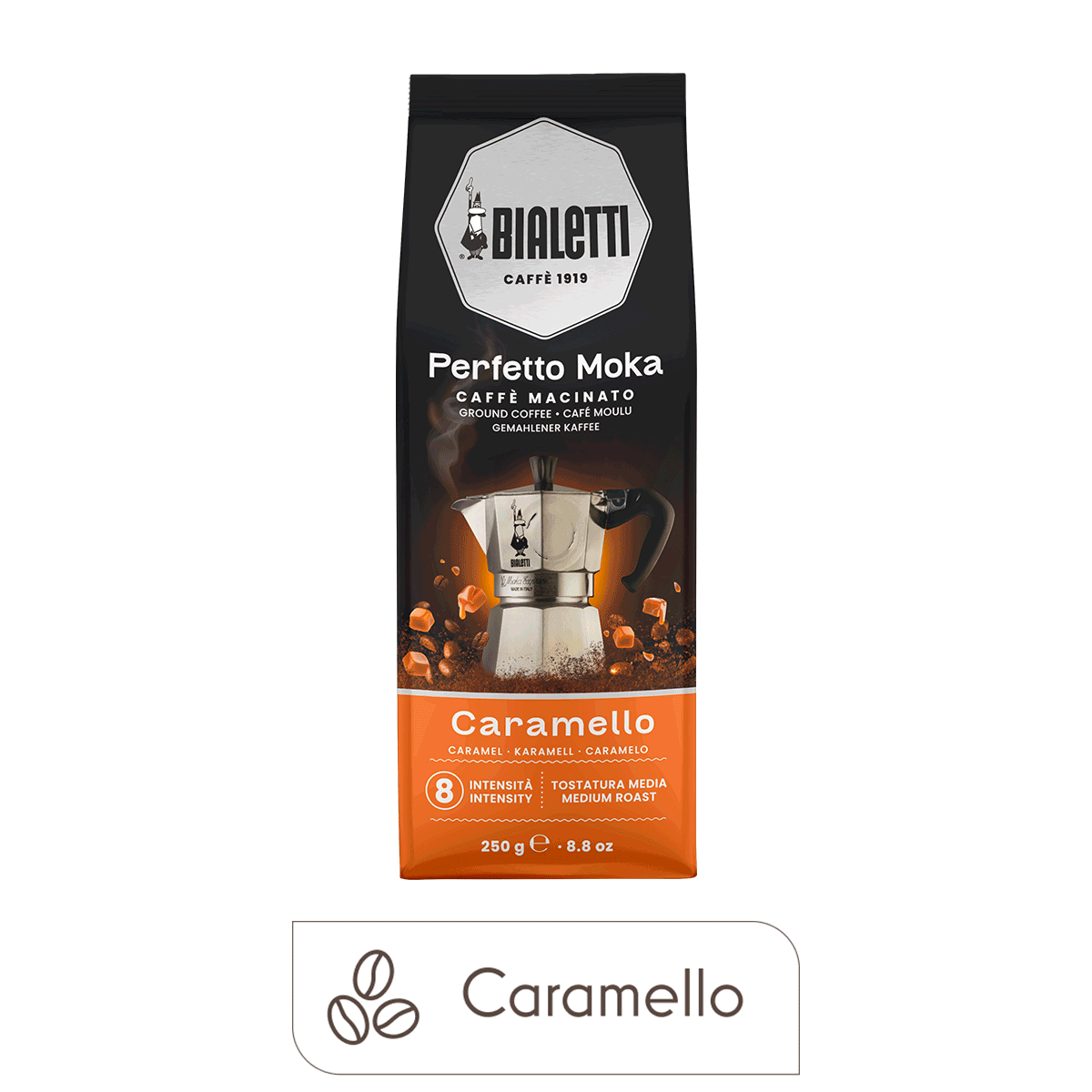 Bialetti Perfetto Moka Caramel Ground Coffee, 8.8 oz