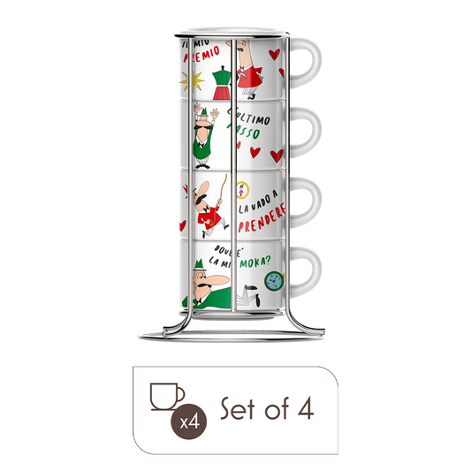 Italia Stackable Percelain Cappuccino Cups Set of 4
