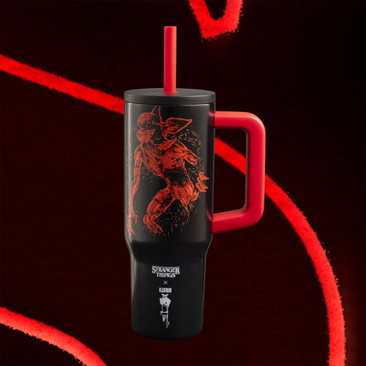 Stranger Things Tumbler with Handle and Straw – 30 oz